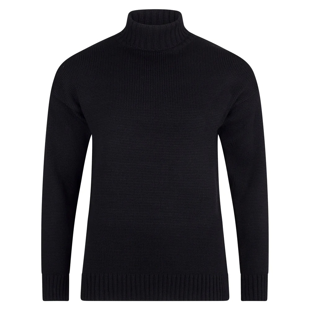 Paul James The Modern Submariner Roll Neck Merino Wool Sweater Black