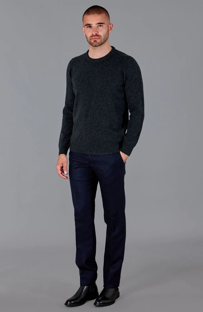 Paul James Mens 100% British Lambswool Crew Neck Sweater - Black