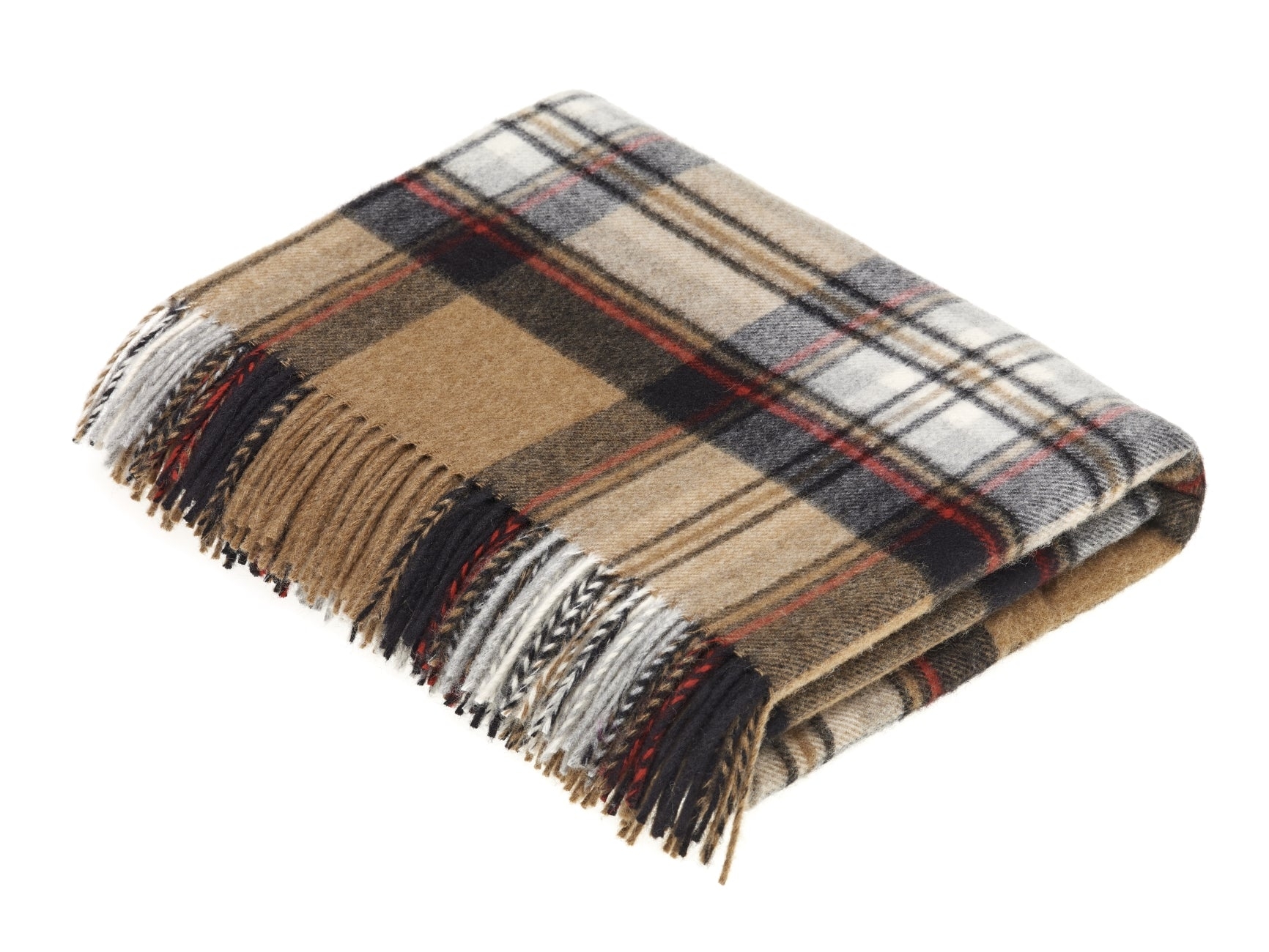 Tartan Plaid-Merino Lambswool Throw Blanket-Royal Stewart Tartan-Made